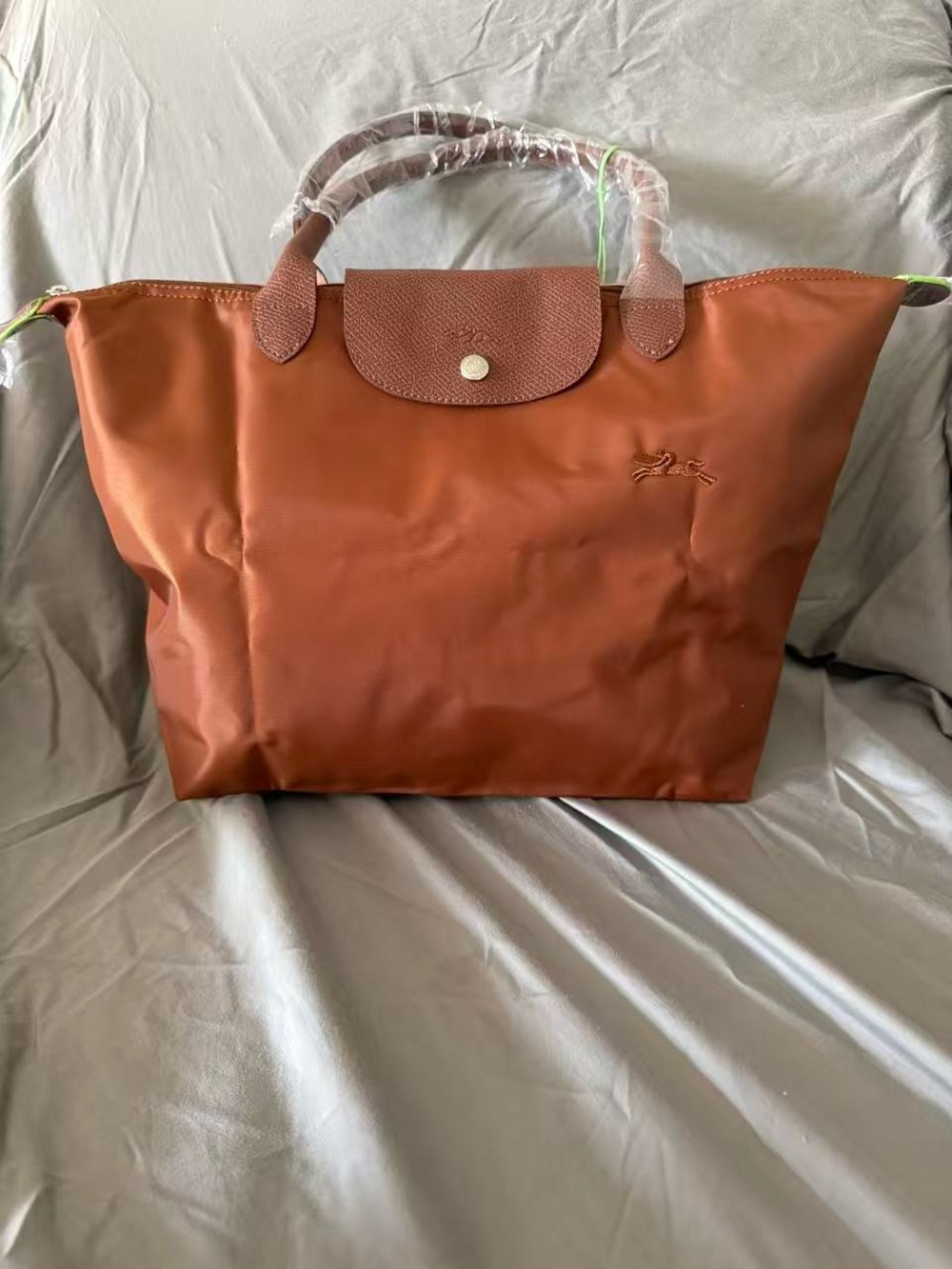 Large Longchamp Cognac Le Pliage Shoulder Bag